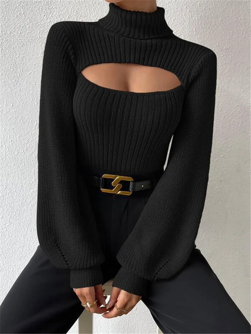 Sexy Oversized Rollkragen-Pullover mit Hohlmuster – Street Fashion Must-Have